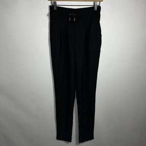Streetwear Society Pants Women Size Small Black Belted Pleat Front Trousers‎